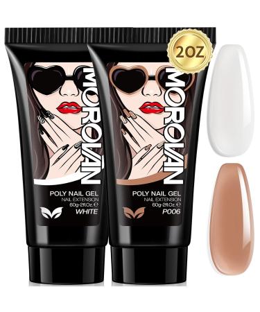 Morovan poly gel for nails - 60ml poly gel colors professional poly gel set without UV lamp long -lasting acrylic gel for nails for beginners manicure quick nails extension diy nail art decoration