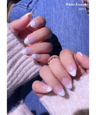 Buy Semi Cured Gel Nail Strips - 20 PCS White Tip Clear Base | UV Required Salon Quality Gel Nail Wraps Easy to Use - Buy Online on GoSupps.com