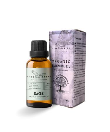100% Organic Sage Essential Oil | Pure & Natural | 30ml - 1oz | Aromatherapy | Stimulant | Self Care | Energy Cleanse