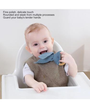 Wooden Teething Toy Ring with Colored Cotton Yarn - Blue & Black Teething Bracelet for Babies - Hand Grip Training - Buy Online on GoSupps.com
