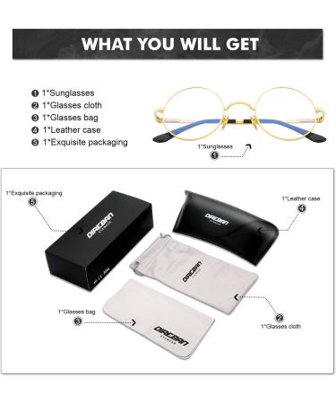 Monond HlpiAMok SPPRANDOM Yasirona Light Blocking Glasses Retro Circle Eyeglasses Round Computer Reading Glasses (Gold) - Buy Online on GoSupps.com
