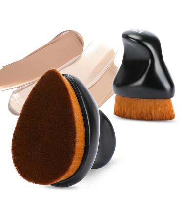 Foundation Makeup Brush Kabuki Bronzer Brush for Blending Liquid Cream Cosmetics with Ergonomic Handle (Matte Black)
