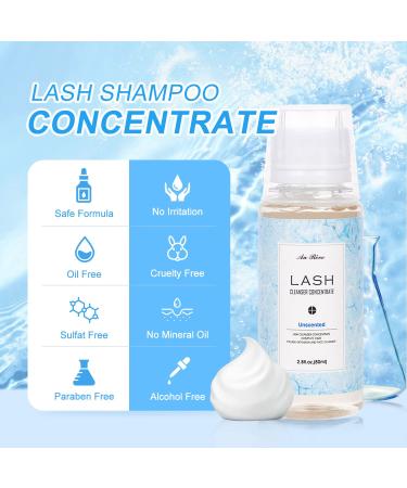 Lash Extension Cleanser 80ml Concentrate - Gentle DIY Eyelash Shampoo for Salon & Home Use - Non-Irritating Formula - Makes 8 Bottles (Unscented) - Buy Online on GoSupps.com