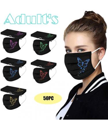 Lbert 50-Piece Adult Butterfly Pattern Mouth & Nose Protection - 3-Layer Cloth Masks for Outdoor Dust Protection Multi-Functional Bandana Scarf - Buy Online on GoSupps.com