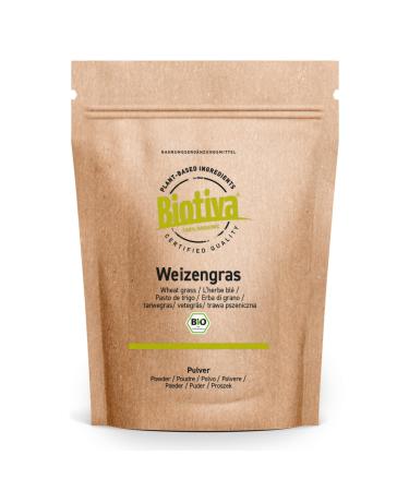 Organic wheat grass powder 1000g (2x500g) - Young and fine wheat grass powder - Bottled in Germany - Very fine taste- Biotiva