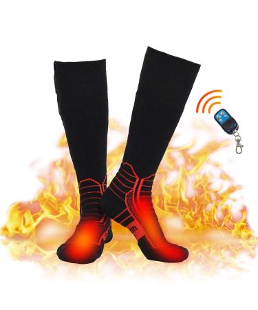 Dr.Warm Wireless Heated Socks, Remote Control 2600mAh 7.4V Rechargeable Battery Heating Sock, Thermal Ski Socks for Cold Winter Men Women Kids Medium Red
