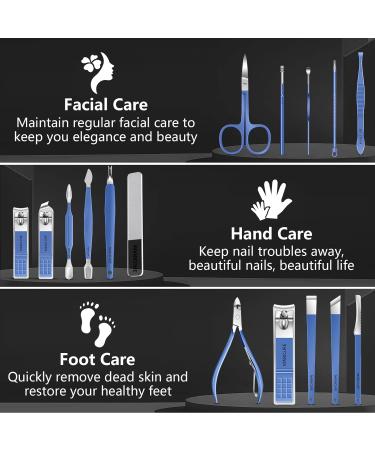Manicure Set Nail Clipper Set 16 In 1Pedicure Manicure Kit Professional Pedicure Set Women Men Personal Nail Care Kit with Travel Case Blue - Buy Online on GoSupps.com