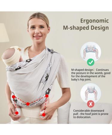CUBY Natural Cotton Baby Carrier | Extra Comfortable Sling for Newborns & Toddlers - Grey Bear Design - Buy Online on GoSupps.com