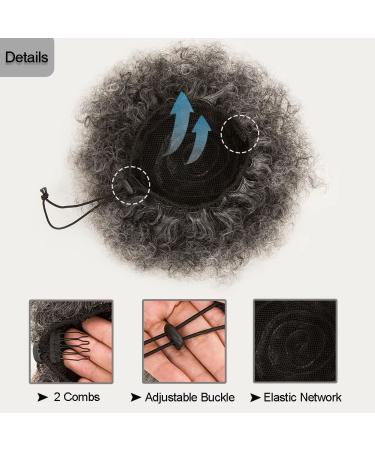 Ombre Grey Afro Puff Drawstring Ponytail | Natural Kinky Curly Hair Extension for Black Women | African American Short Ponytail (Ombre Grey) - Buy Online on GoSupps.com
