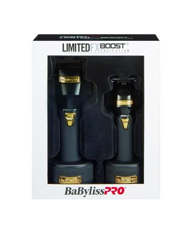 BaBylissPRO Barberology Metal Boost+ Collection BOOSTFX Limited Edition Black Clipper and Trimmer Set