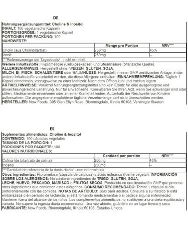 NOW Foods Choline and Inositol 500mg - 100 Capsules | Enhance Brain Health & Mood Support | International Shipping Available - Buy Online on GoSupps.com