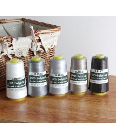 Polyester Sewing Thread Spools - 5 Colors, 3000 Yards for Serger Sewing Machine - Buy Online on GoSupps.com