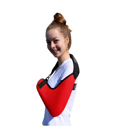 Adult Arm Sling - M Red/Black Trim - Cooling Fabric Technology - Fits Left or Right - Easy Fit - Pack of 1 - Buy Online on GoSupps.com