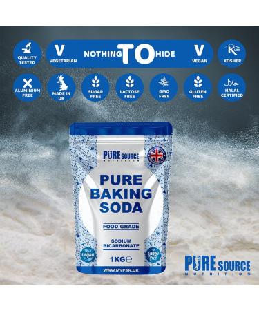 Pure Baking Soda 1KG x 3 3KG VEGAN 100% Sodium Bicarbonate of Soda Food Grade | Baking Soda for Cooking & Drinking & Cleaning | Aluminium Free | BPA Free | Raising Agent - Buy Online on GoSupps.com