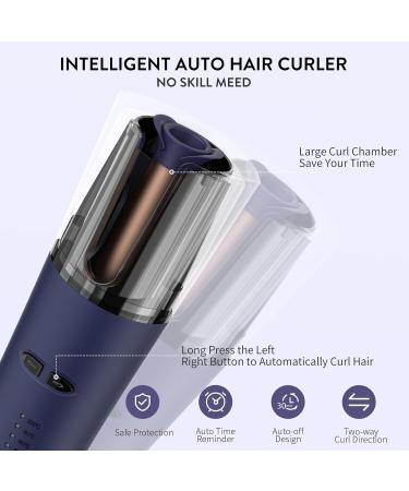 Buy Cordless Auto Hair Curler - Portable Rotating Curling Iron Fast Heating 3 Temps Rechargeable Barrel for Perfect Waves (Blue) - International Shipping Available - Buy Online on GoSupps.com