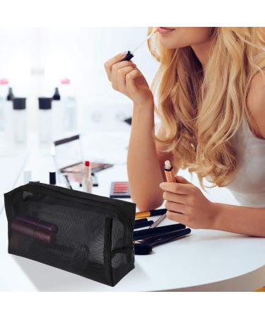 Travel Toiletry Bags Set - Mesh Cosmetic Bags with Zipper (3 Sizes) for Men & Women | Black Makeup Organizer - Buy Online on GoSupps.com