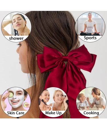 Silky Satin Jumbo Bow Clip with Tails in Red - Hair Barrette for Women and Girls - Buy Online on GoSupps.com