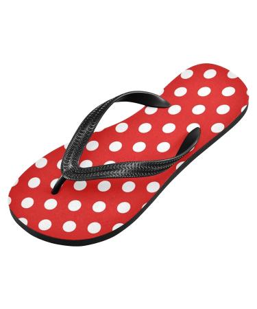 Mnsruu Red Dot Flip Flops | Stylish Home Hotel Spa & Travel Footwear for Men & Women - Multicolor Medium Size - Buy Online on GoSupps.com