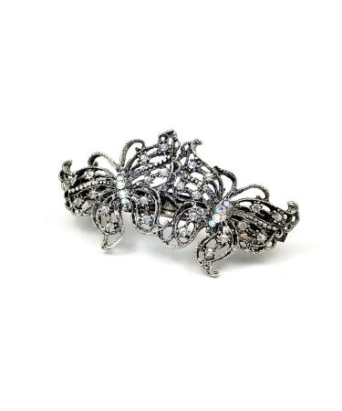 4224 9cm vintage double butterfly crystal barrette Hair Accessory Wedding Party