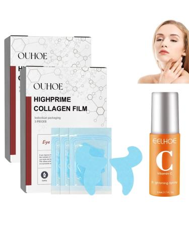 Melting Collagen Film Collagen Film for Face Soluble Collagen Hydrating Face Mask Collagen Film for Face Mask Reduce Fine Lines (2Boxes Collagen Films & 1 Essence)