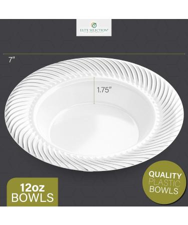 Elite Selection Pack of 25 White Soup Bowls With Silver Swirl 12 Oz. - Buy Online on GoSupps.com