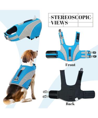 Wallpage Dog Life Jacket - XS Blue Reflective Vest for French Bulldogs - Adjustable Strong Buoyancy & Rescue Handle for Swimming & Boating - Buy Online on GoSupps.com