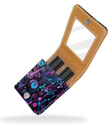 Buy Leather Lipstick Case | Mini Lipstick Organizer with Mirror | Colorful Musical Design - Buy Online on GoSupps.com