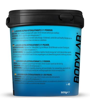 BODYLAB24 AAKG Arginine Alpha-Ketoglutarate Powder 500g - Sugar-Free Tasteless Pre-Workout Supplement (2:1 Ratio) - Buy Online on GoSupps.com