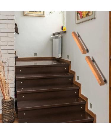 Wall Mount Wooden Handrails for Indoor Stairs 1Ft-20Ft Safety Non-Slip Stair Railing Professional Pine Stair Hand Rail Support Rod Complete Kit with Metal Handrail Brackets/1Ft - Buy Online on GoSupps.com