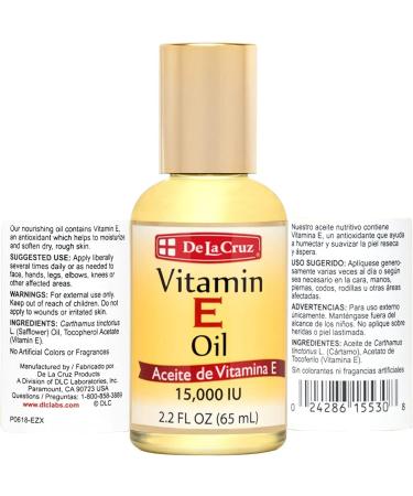 De La Cruz Vitamin E Oil for Skin 15,000 IU - 2.2 FL OZ (2 Bottles) | Made in USA, Preservative-Free - Buy Online on GoSupps.com