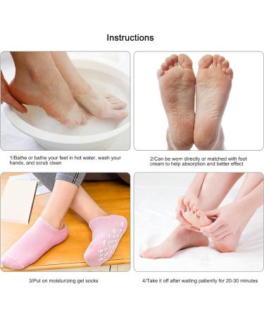 Jinlaili Moisturizing Gel Socks - 2 Pairs of Soft Spa Socks with Vitamin & Oil Infusion for Dry Skin Repair | 21.5 cm - Buy Online on GoSupps.com