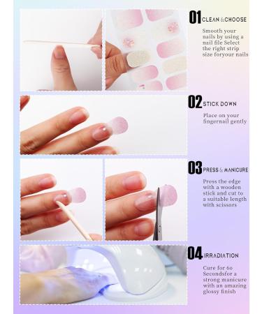Kalolary 20PCS Gel Nail Polish Strips Nail Gel Art Sticker Full Nail Wraps Decals with Nail File and Stick for Women Girls Nail Art Decor (UV/LED Lamp Required) (F) - Buy Online on GoSupps.com