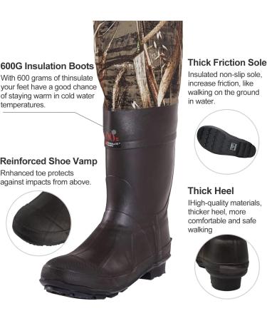 OXYVAN Men's Duck Hunting Waders with 600G Insulation, Neoprene, Waterproof Chest Waders - M10/W12 - Buy Online on GoSupps.com