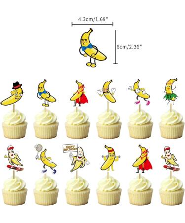 25 Pcs Banana Cake Toppers Cute Banana Cake Decorations Cartoon Fruit Party Supplies Banana Cupcake Toppers - Buy Online on GoSupps.com