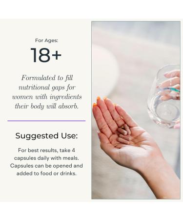 Multivitamin for Women (120 Vegetarian Capsules) Whole Food Vitamin with Essential Nutrients Natural Calcium Magnesium Selenium Zinc Biotin Vitamin A B6 C D3 E K and More Women Multivitamins - Buy Online on GoSupps.com