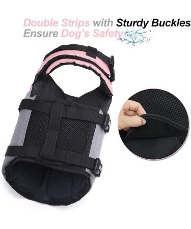 Vivaglory Adjustable Dog Life Jacket - Durable Buoyancy Vest in Sakura Pink for Medium Dogs (Chest 56-64 cm) - Safe Fastening System - Buy Online on GoSupps.com