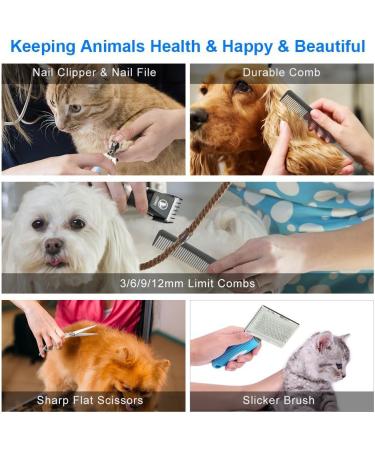 AOKEY Dog Clippers Low Noise Professional Hair Clipper Set with 4 Comb + Pro Accessories Rechargeable Shaving Tool - Buy Online on GoSupps.com