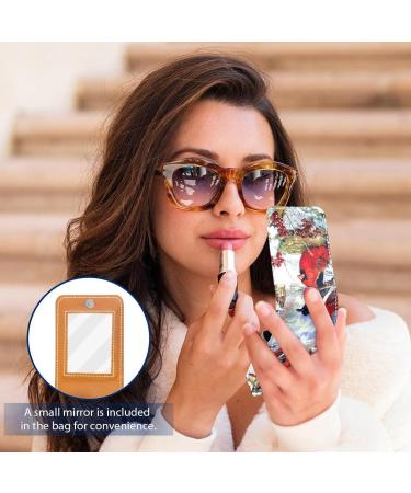 Leather Lipstick Case Organizer with Mirror - Mini Lipstick Holder Bag | Winter Red Bird Design - Buy Online on GoSupps.com