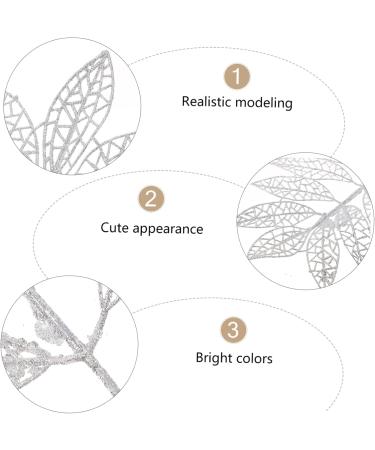 Abaodam 5pcs Christmas Simulated Leaves Gold Dining Table Christmas Glitter Stems Creative Pendant Bride Silver 41x20x0.1cm - Buy Online on GoSupps.com