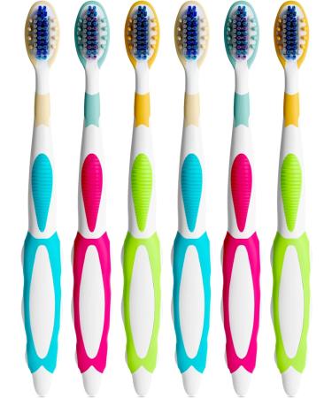 6 Pack of Reusable Medium Soft Toothbrushes with Nylon Bristles - Individually Wrapped for Oral Hygiene and Dental Health by Blasting Health - Buy Online on GoSupps.com
