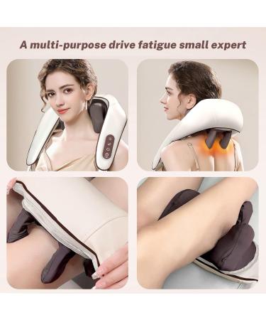 Shiatsu Neck & Shoulder Massager with Heat - Deep Tissue Kneading Device for Back Legs & Feet - 6 Silicone Heads - International Shipping - Buy Online on GoSupps.com