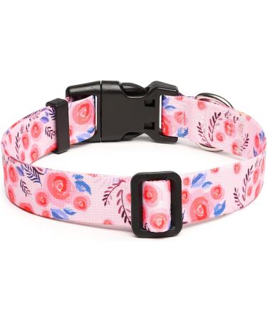 Mercano Adjustable Dog Collar - Soft Nylon Comfort & Durable Design for Small Medium Breeds & Puppies (Medium Rose) - Buy Online on GoSupps.com