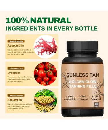 Carotenoid Tanning Blend for a Natural Glow - Tan Pills for Men and Women Healthy Tan Golden Glow Sunless Tanning Capsules with Beta Carotene & Astaxanthin & Lycopene (60 Capsules) - Buy Online on GoSupps.com