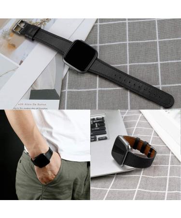 2 Pack BOTNUW Leather Bands for Fitbit Versa 2, SE, Lite - Soft Replacement Straps for Fitness Smart Watch - Black & Brown - Men and Women - Buy Online on GoSupps.com