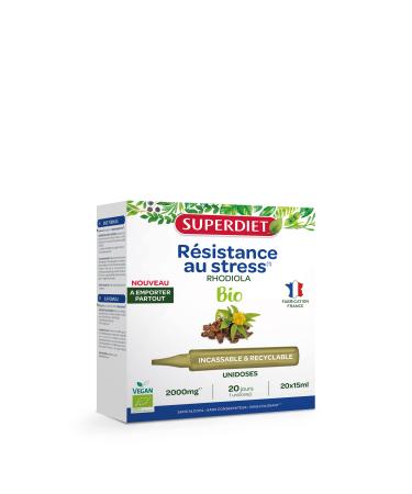 SUPERDIET - RHODIOLA ORGANIC - Relaxation & Resistance to Stress -Portable Format -Phytotherapy - 20 Single Doses of 15 ml