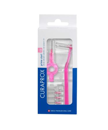 Curaprox interdental Brush Set CPS 08 Prime Start, Starter Set with 5 Brushes, 2 Different Holders, 3.2 mm Effectiveness, Pink Pink 08 prime start