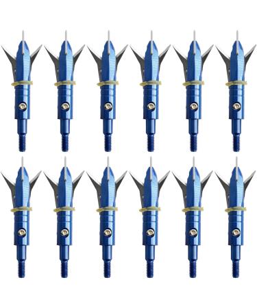 e5e10 12pcs Hunting Broadheads 100 Grain Archery Steel Broadheads + Black Case - Blue | Arrowheads Set - Buy Online on GoSupps.com