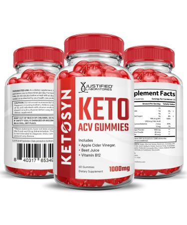 Justified Laboratories (2 Pack Ketosyn Keto ACV Gummies Advanced Formula 1000MG Ketosyn Keto Gummies Apple Cider Vinegar Formulated with Pomegranate Beet Juice Powder B12 Vegan Non GMO 120 Gummys 60 Count (Pack of 2) - Buy Online on GoSupps.com