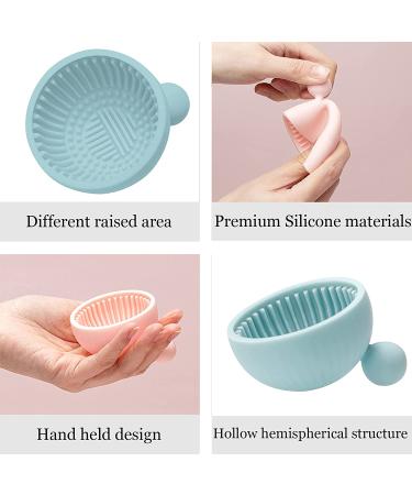 Silicone Makeup Brush Cleaner Mat - Portable Cleaning Scrubber Bowl for Easy and Effective Cosmetic Brush Cleansing - Blue - Buy Online on GoSupps.com