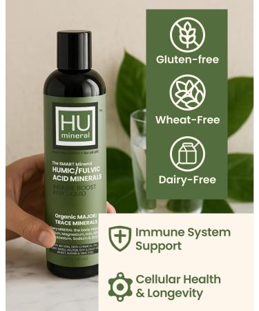 Humineral Fulvic Acid Trace Minerals Drops for Water - Raw Liquid Ionic Minerals with Humic Acid & Electrolytes - Energy Immune & Gut Support Detox - Vegan Plant-Based Concentrate - 8 oz - Buy Online on GoSupps.com